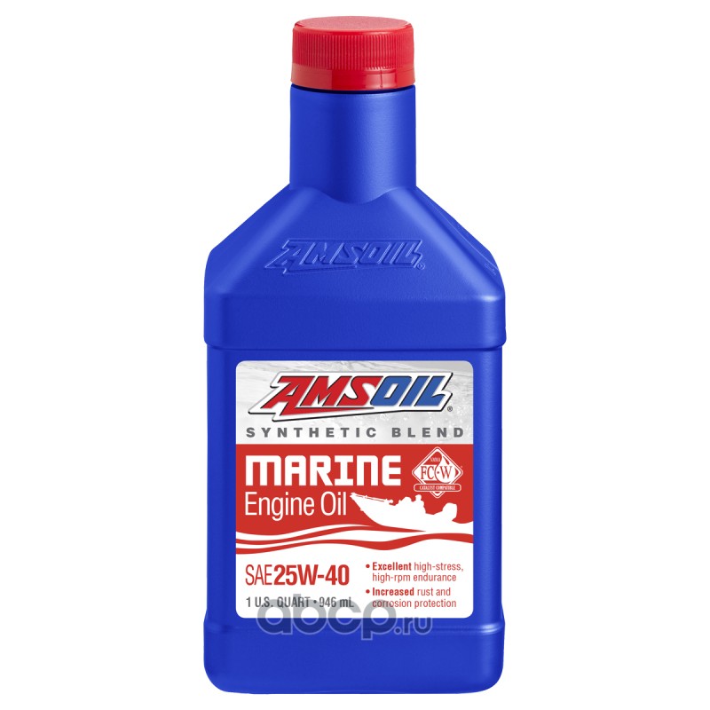 AMSOIL WCMQT Моторное масло для 4-Такт лод.мот. AMSOIL Synthetic Blend Marine Engine Oil SAE 25W-40 (0,946л)