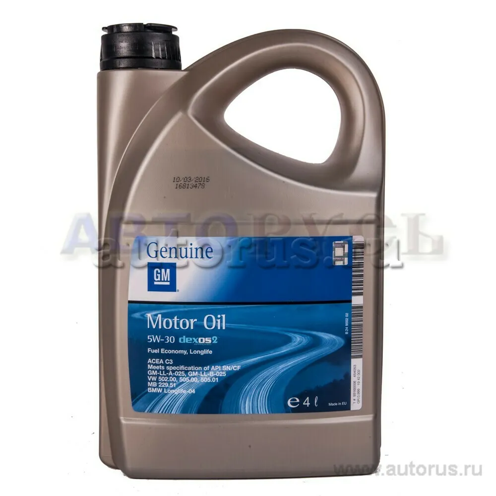 GENERAL MOTORS 93165556 Масло моторное синтетика GENERAL MOTORS Dexos 2 5W-30 4 л.