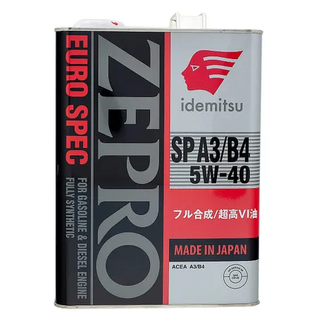 IDEMITSU 1849004 Масло моторное синтетика IDEMITSU ZEPRO EURO SPEC API SN/CF 5W-40 4 л.