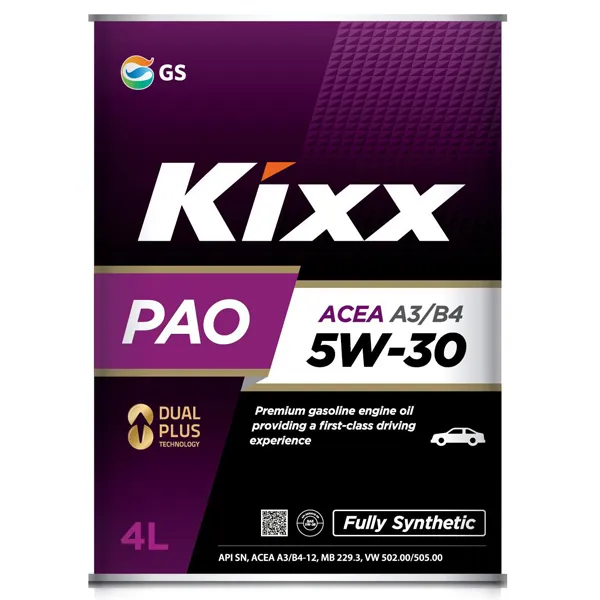 Kixx L209044TE1 Масло моторное синтетика Kixx PAO A3/B4 5W-30 4 л.