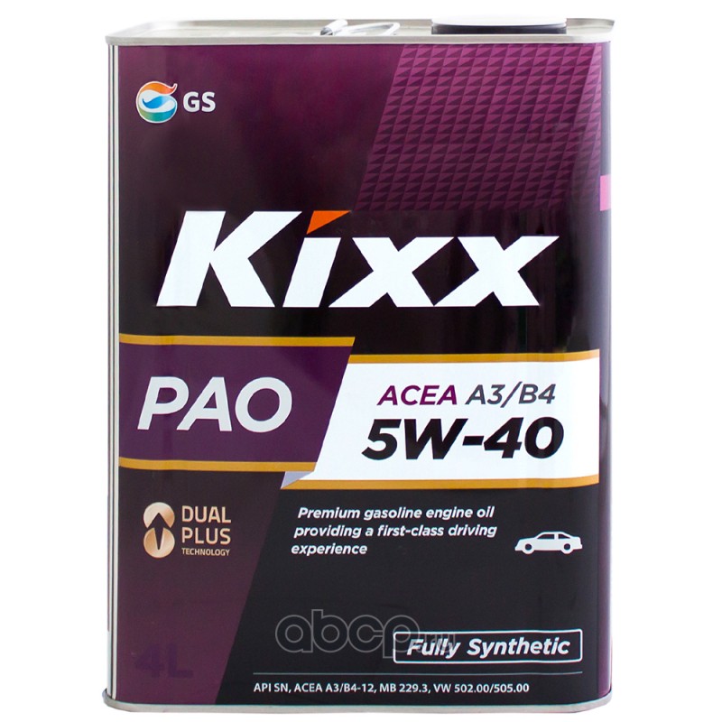 Kixx L211044TE1 Масло моторное синтетика Kixx PAO A3/B4 5W-40 4 л.