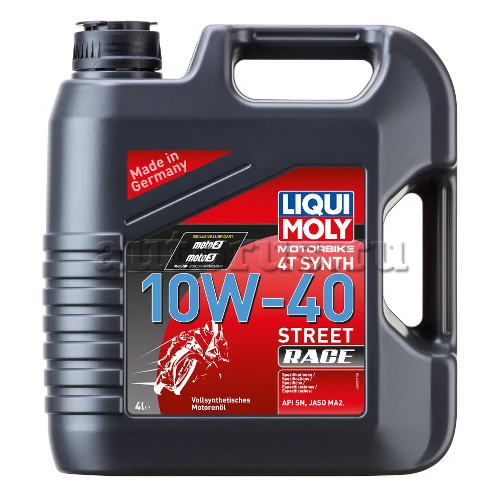 LIQUI MOLY 20754 LiquiMoly Синт. мот.масло д/4-т.мотоц. Motorbike 4T Synth Street Race 10W-40 SN MA2 (4л)