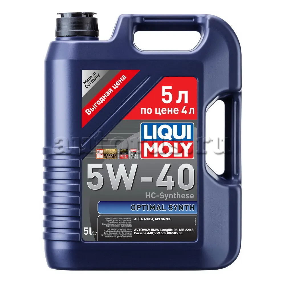 LIQUI MOLY 2293 Масло моторное синтетика LIQUI MOLY Optimal Synth 5W-40 5 л.