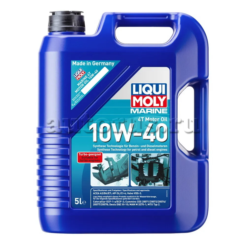 LIQUI MOLY 25013 LiquiMoly НС-синт. мот.масло д/лодок Marine 4T Motor Oil 10W-40 CI-4/SL A3/B4/E7 (5л)