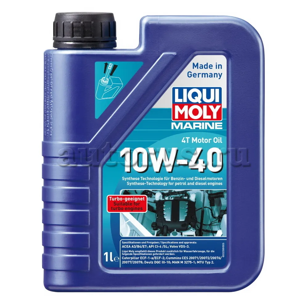 LIQUI MOLY 25012 LiquiMoly НС-синт. мот.масло д/лодок Marine 4T Motor Oil 10W-40 CI-4/SL A3/B4/E7 (1л)