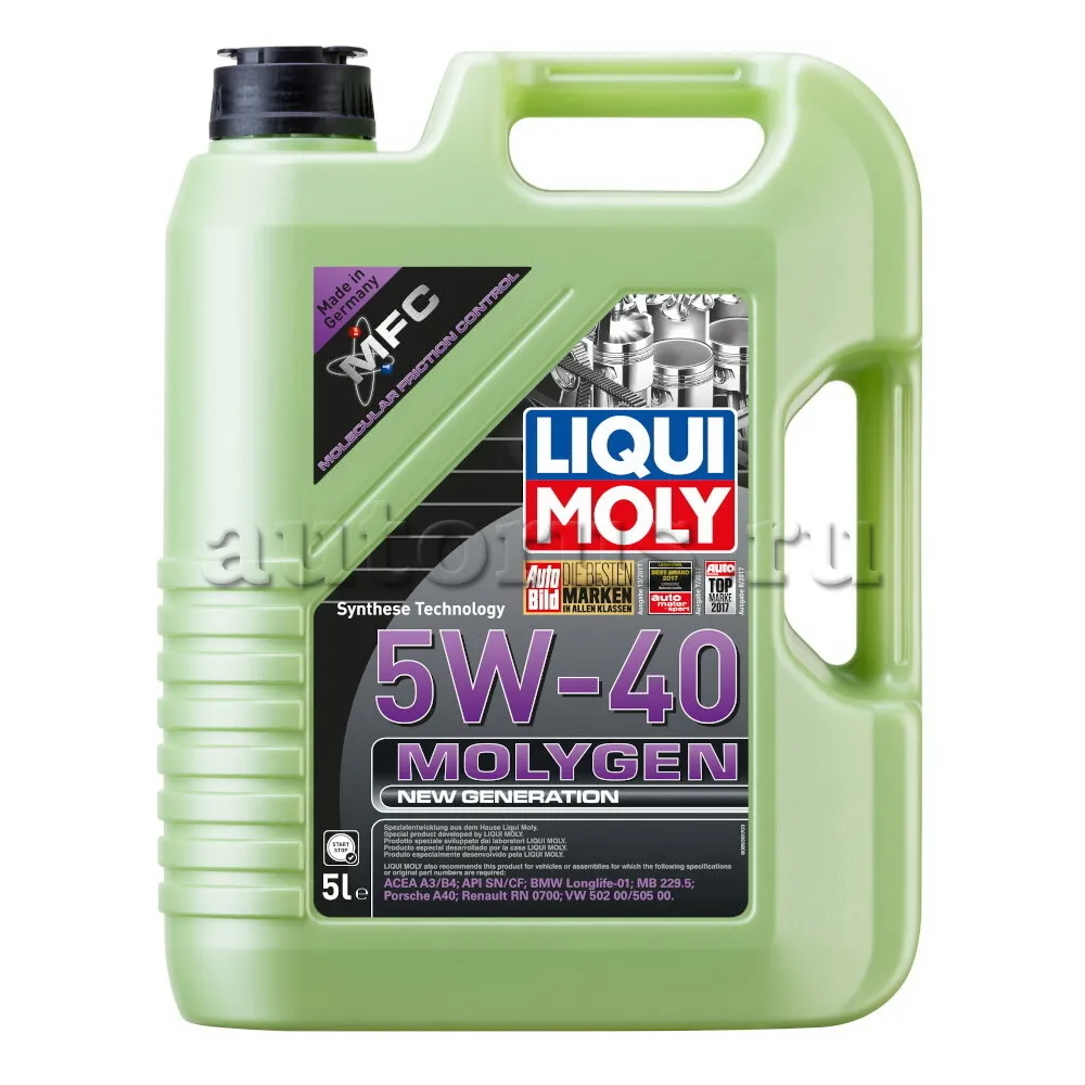 LIQUI MOLY 9055 Масло моторное синтетика LIQUI MOLY Molygen New Generation 5W-40 5 л.