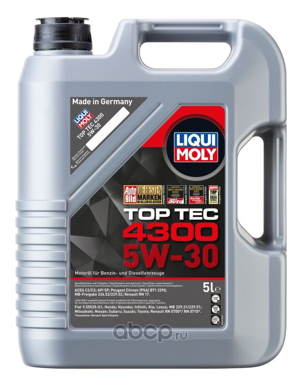 LIQUI MOLY 2324 Масло моторное синтетика LIQUI MOLY Top Tec 4300 5W-30 5 л.