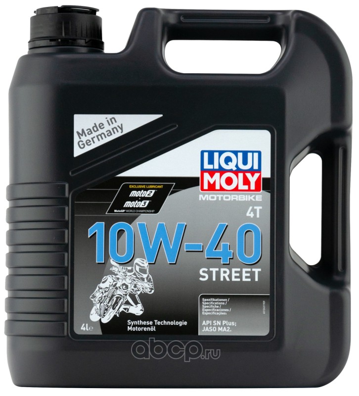 LIQUI MOLY 1243 LiquiMoly НС-синт. мот.масло д/4-т.мотоц. Motorbike 4T Street 10W-40 SN Plus MA2 (4л)
