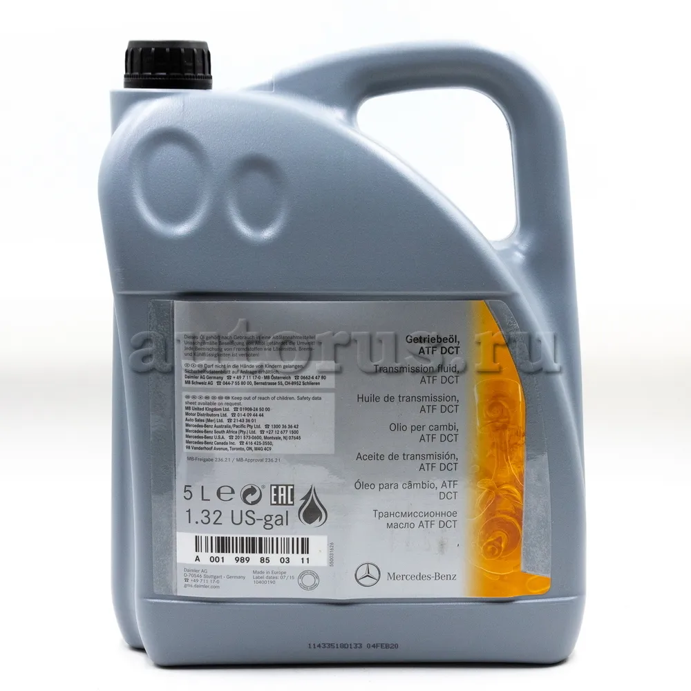 MERCEDES-BENZ A001989850311 Масло 5л.