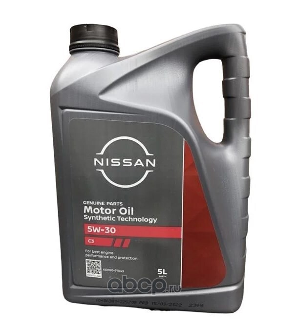 NISSAN KE90091043 Масло моторное синтетика NISSAN Motor Oil 5W-30 C3 5 л.
