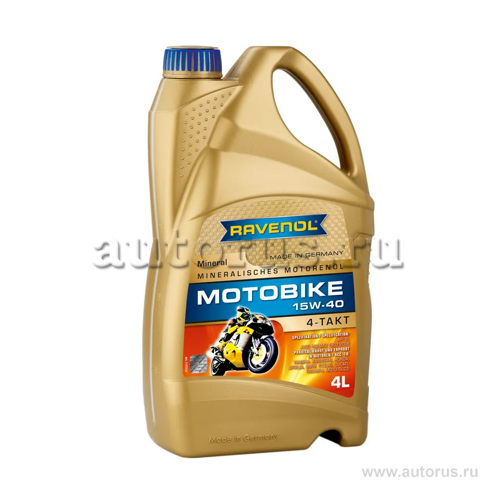 Ravenol 1173121004 Моторное масло RAVENOL Motobike 4-T Mineral 15W-40, 4 литра