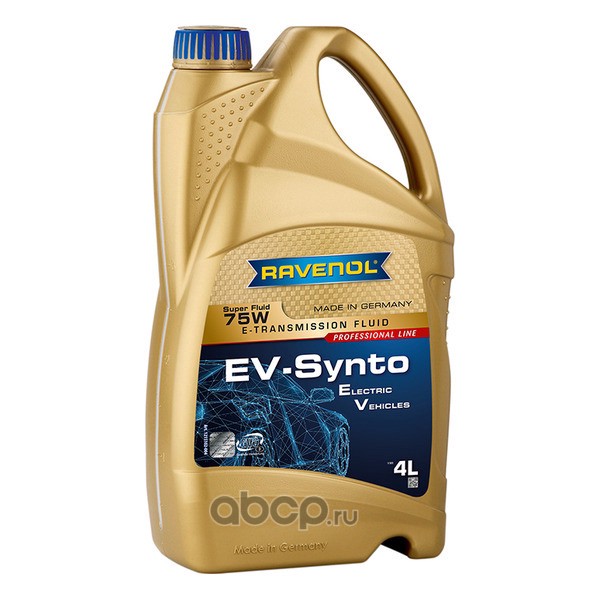 Ravenol 121510100401999 Масло мотор-редуктор синтетика, RAVENOL EV-Synto Super Fluid 75W E-TF 4л.