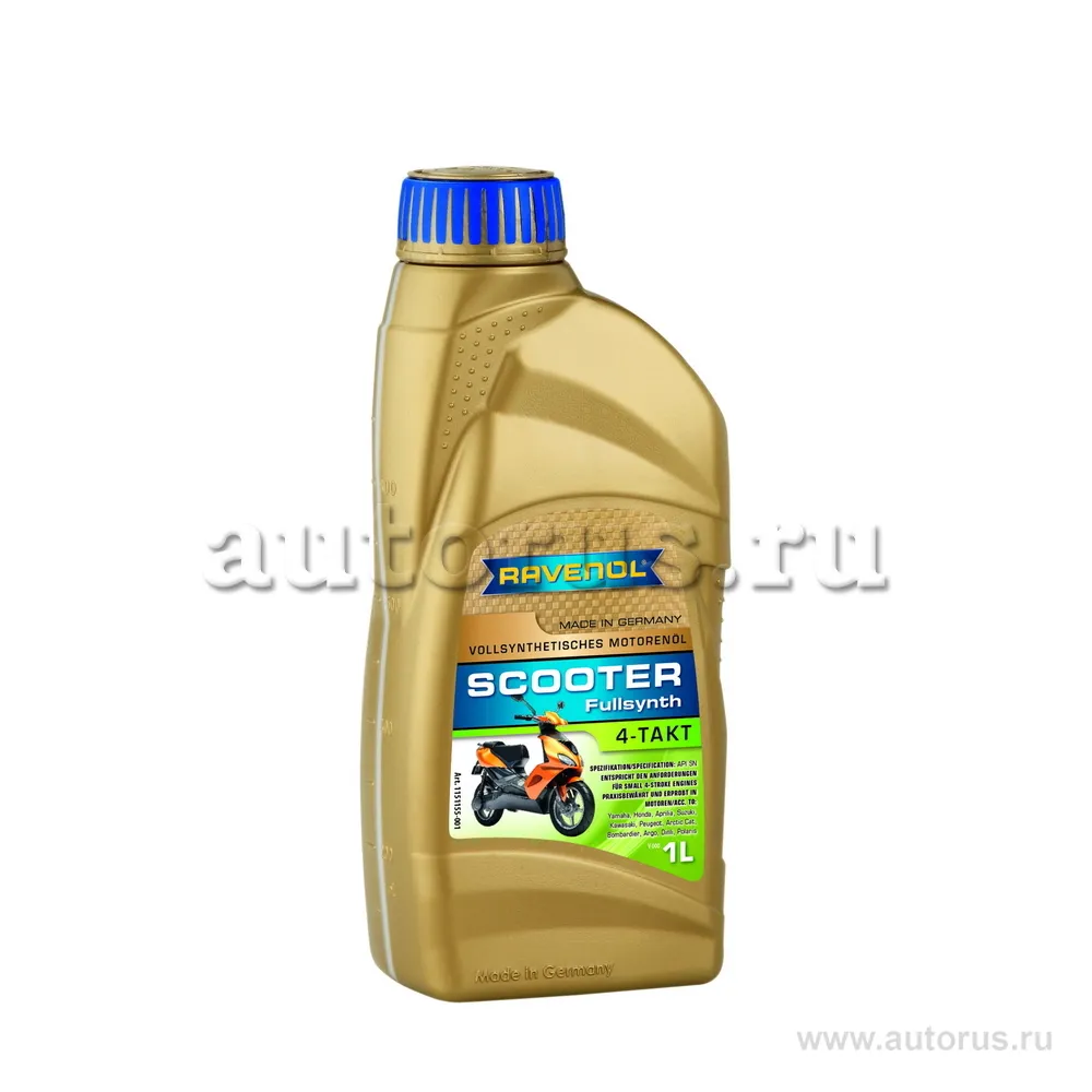 Ravenol 115115500101999 Моторное масло для 4-T скутеров RAVENOL Scooter 4-Takt Fullsynth, 1 литр