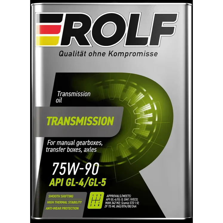 ROLF 323140 Масло трансмиссионное синтетическое Transmission SAE 75W-90 API GL-4/GL-5 4л (металл)