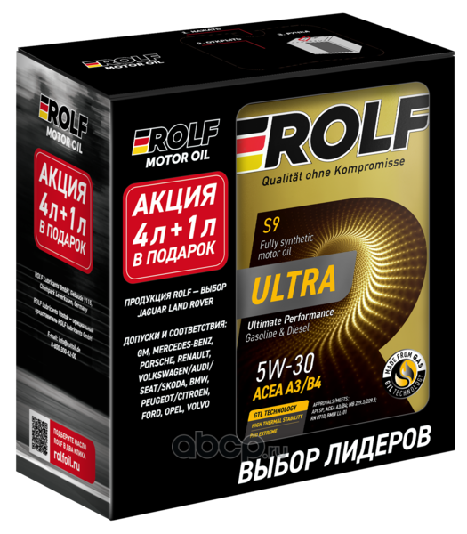 ROLF 100508 Масло моторное синтетика Rolf Ultra 5W-30 A3/B4 SP (металл) Акция 4+1 5 л.