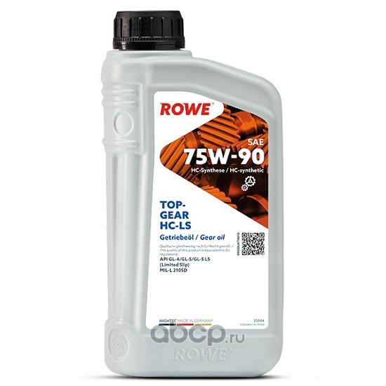 ROWE 25004001099 Масло МКПП,дифференциал,раздаточная,мост,cамоблок. дифференциал синтетика 75W-90 GL-4/GL-5/GL-5 LS 1л.