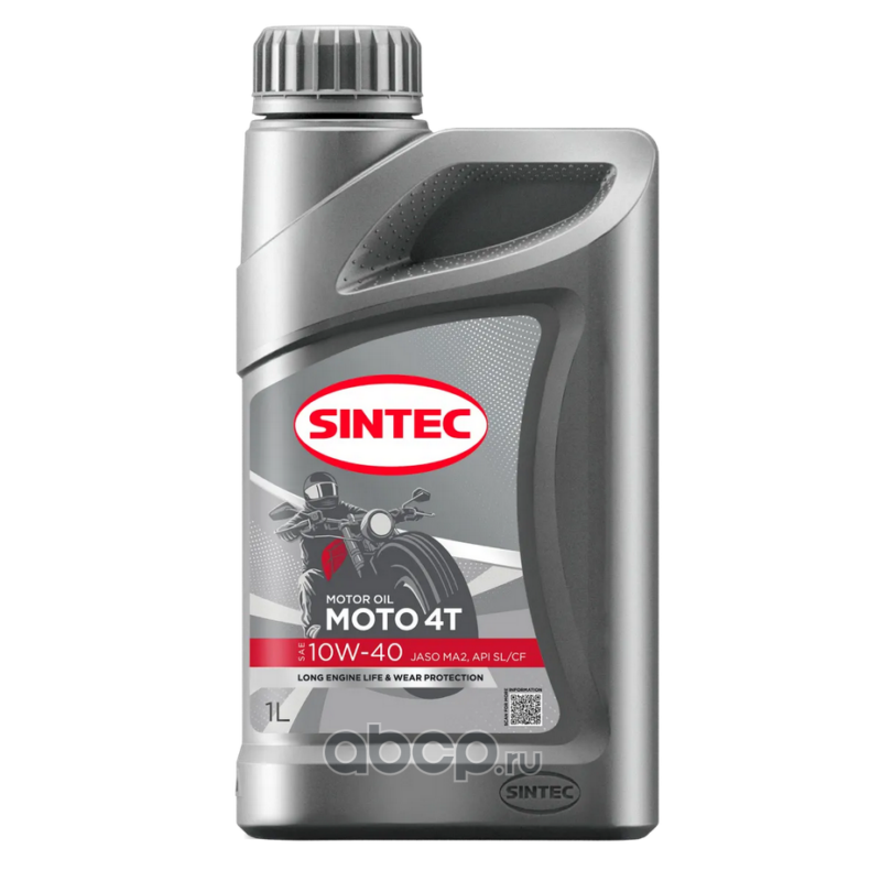 SINTEC 105773 Масло моторное полусинтетическое для четырехтактных двигателей Moto 4T SAE 10W-40 API SL/CF JASO MA2 1л