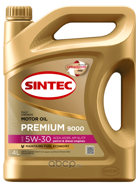 SINTEC 101362 Масло моторное синтетика SINTEC Premium 9000 SAE 5W-30 ACEA A5/B5 API SL/CF 4 л.