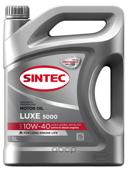 SINTEC 600291 Масло моторное полусинтетика SINTEC Luxe 5000 SAE 10W-40 ACEA A3/B4 API SL/CF 5 л.