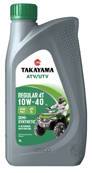 TAKAYAMA 6056115 Масло моторное полусинтетическое для четырехтактных двигателей ATV/UTV Regular 4T SAE 10W-40 API SL JASO MA2 1л