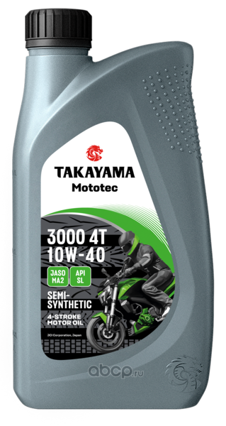 TAKAYAMA 6056098 Масло моторное полусинтетическое для четырехтактных двигателей Mototec 3000 4T SAE 10W-40 API SL JASO MA2 1л