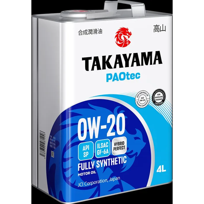 TAKAYAMA 101140 Масло моторное синтетика TAKAYAMA PAOtec SAE 0W-20 ILSAC GF-6A API SP 4 л.