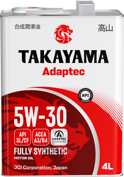 TAKAYAMA 6056096 Масло моторное синтетика TAKAYAMA Adaptec SAE 5W-30 ACEA A3/B4 API SL/CF 4 л.
