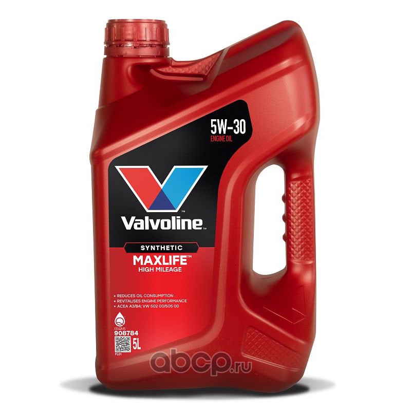 Valvoline 908784 Масло моторное синтетика VALVOLINE MAXLIFE 5W-30 5л.