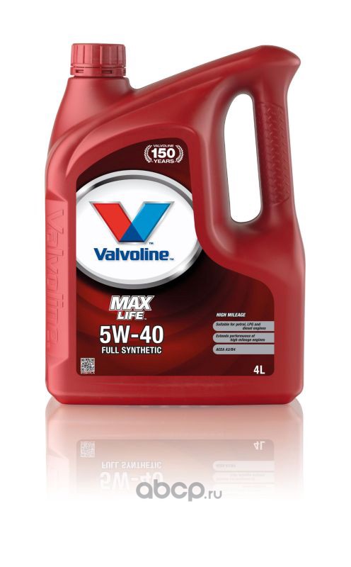 Valvoline 872364 Масло моторное синтетика VALVOLINE MAXLIFE 5W-40 4л.