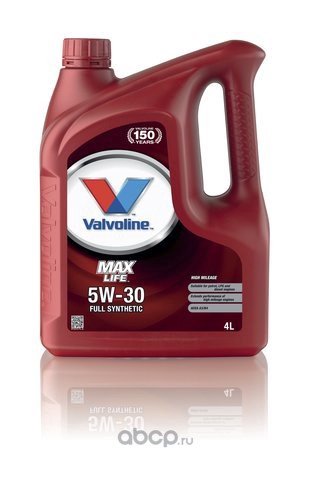 Valvoline 872370 Масло моторное синтетика VALVOLINE MAXLIFE 5W-30 4л.