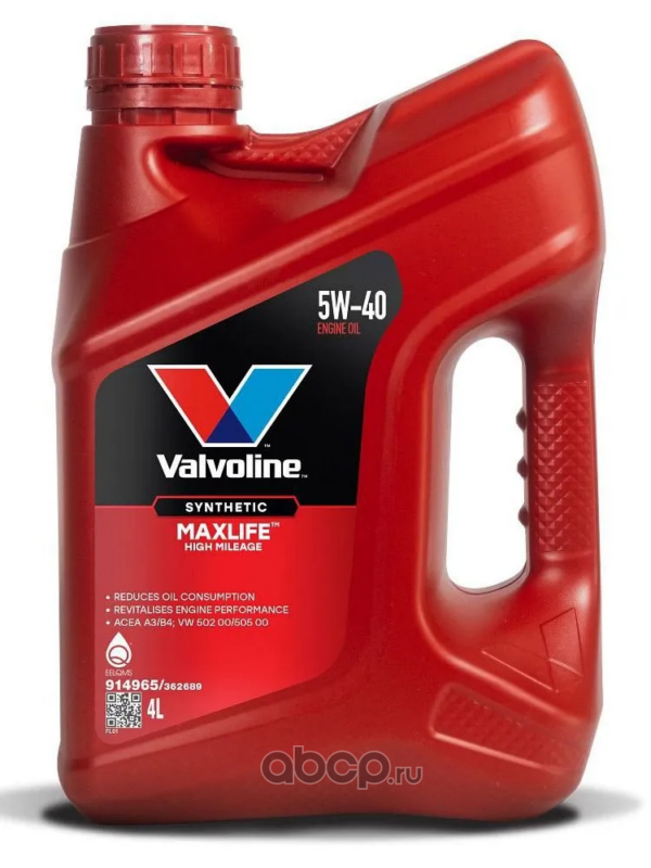 Valvoline 914965 Масло моторное синтетика Valvoline MaxLife 5W-40 4л.