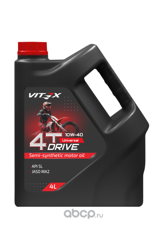 Vitex V357009 Полусинтетическое моторное масло Vitex Universal Drive 4T 10W-40 API SL, JASO MA2 4л
